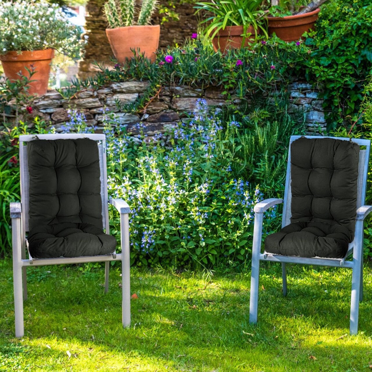 Edge Collections - 3.54" x 3.54" - Black - Cushion And Seat Cushion Soft Polyester Rocking Chair Cushion - 2 Piece